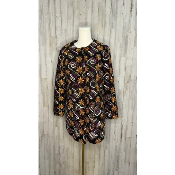 Anthropologie Women's XS Floral Embroidered Overcoat Multicolor Casual - Picture 5 of 8